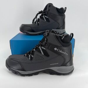 Columbia Mens Waterproof Hiking Boots Black Grey Omni-Heat Techlite 1911471010